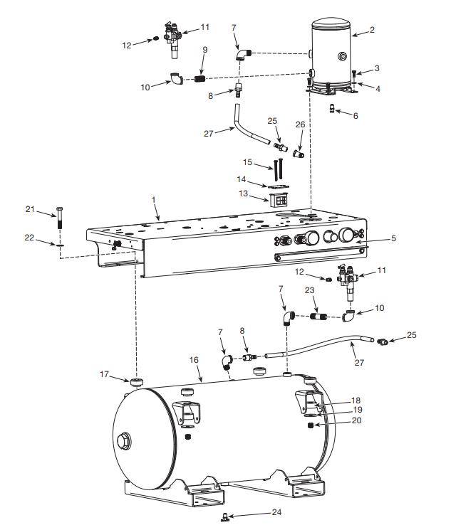Section 2 Diagram and Parts List for GR3200  Campbell Hausfeld Compressor